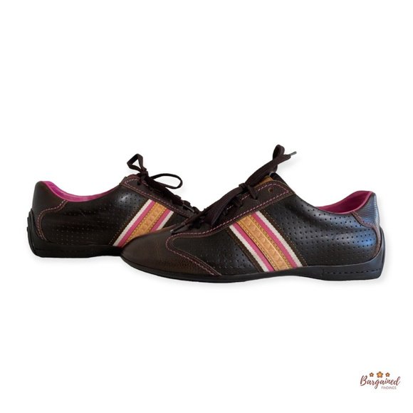Authentic Louis Vuitton Brown Perforated Leather Web Low Top Sneakers Size 37/7 - Picture 1 of 14